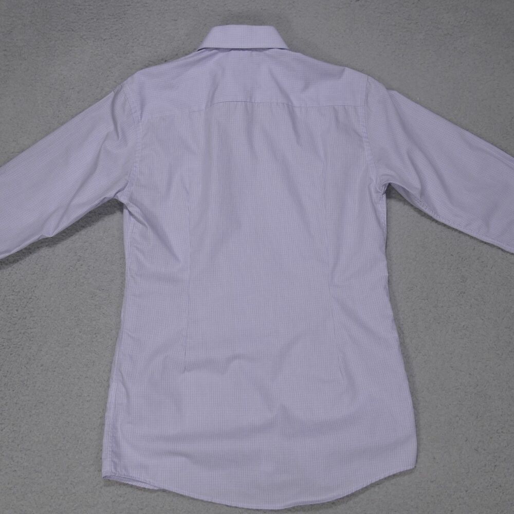 Eton Dress Shirt Mens 15 Slim Blue Pink Plaid Long Sleeve - Picture 14 of 15